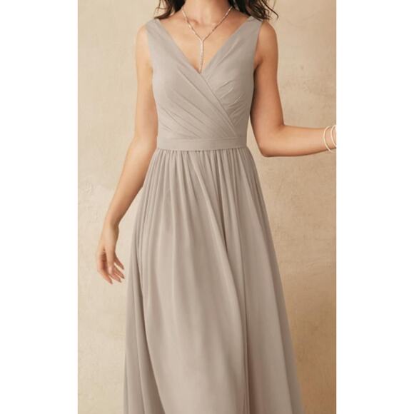 AW BRIDAL 18 2X plus taupe Gwyneth wedding party bridesmaid maxi dress NEW b142 - Picture 1 of 10